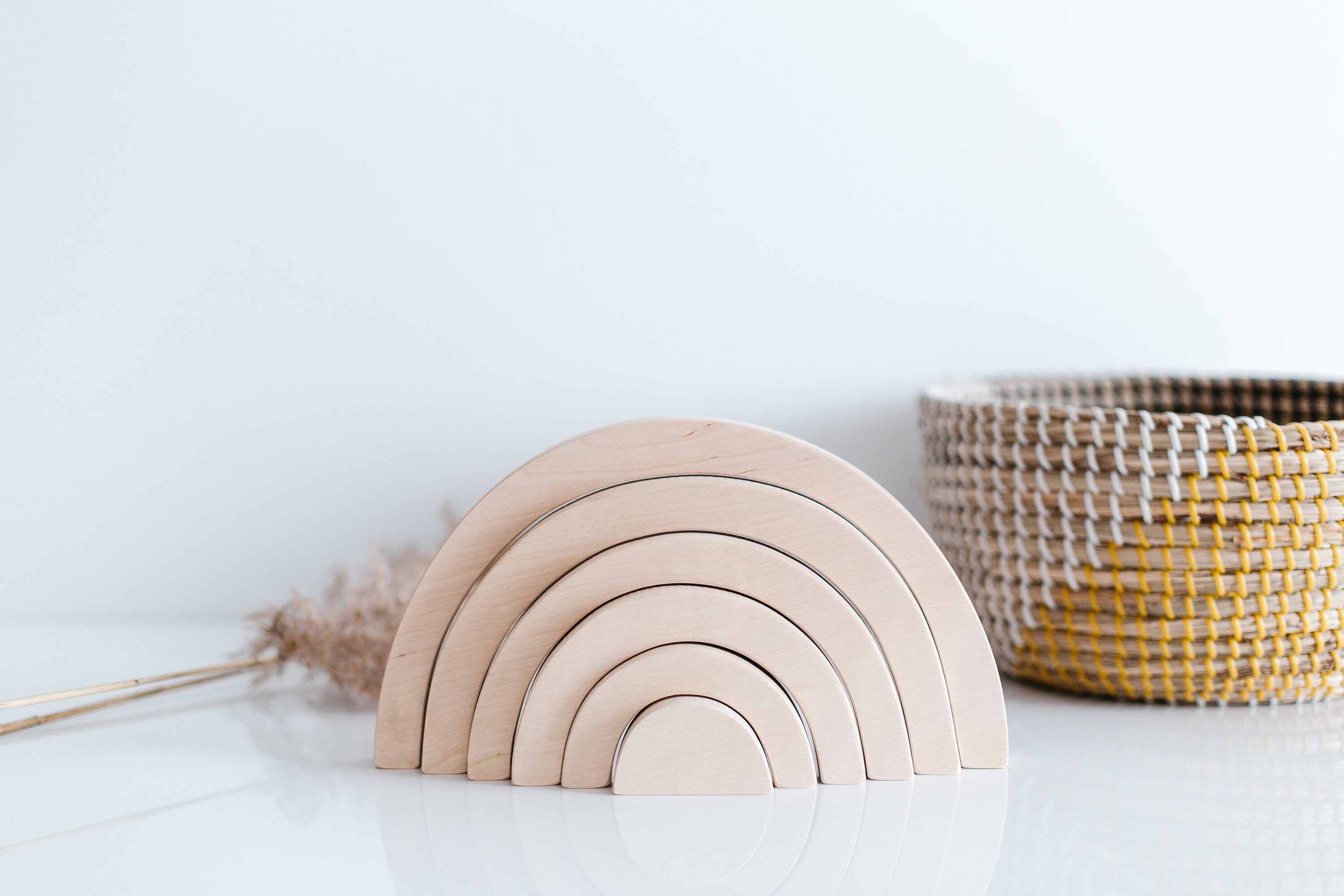 Large Wooden Stacking Rainbow, Natural Birch Wood, Wooden Toy, Wooden ...