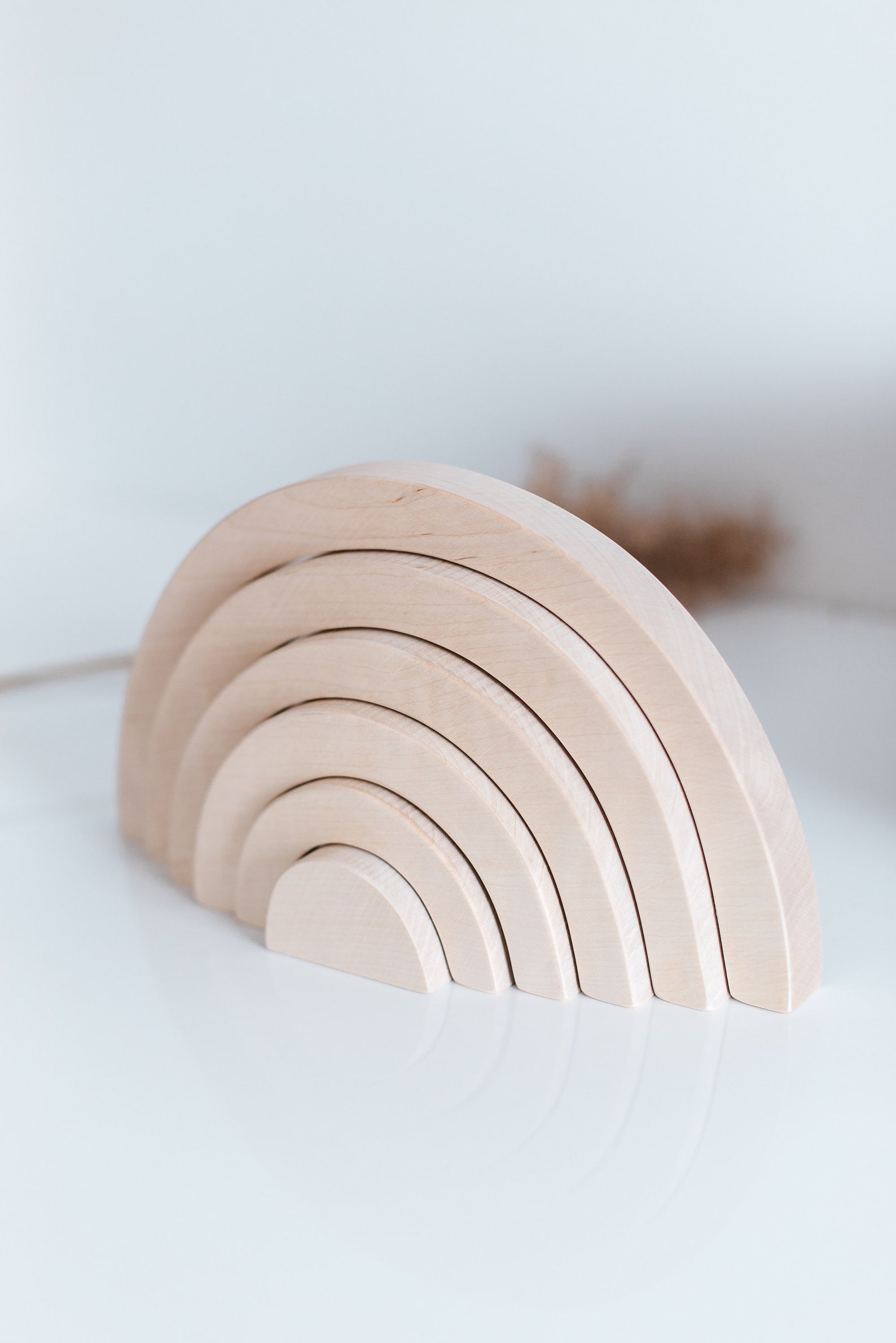 Large Wooden Stacking Rainbow, Natural Birch Wood, Wooden Toy, Wooden ...