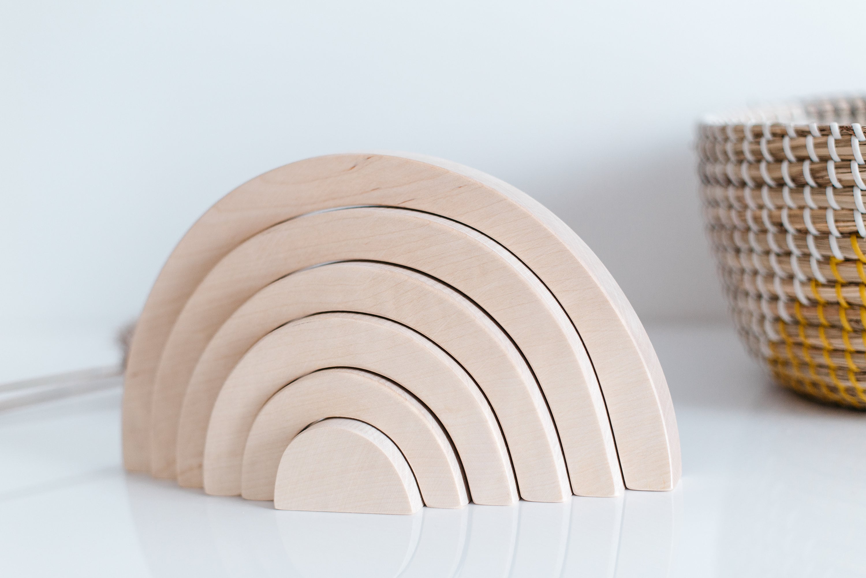 Large Wooden Stacking Rainbow, Natural Birch Wood, Wooden Toy, Wooden ...