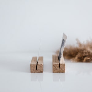 Pantalla de madera, Pantalla de tarjetas de visita, Soporte para cuadros, Pie de fotos