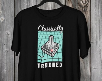 Gamer Shirt Retro Tee | Videogame Tshirt Graphic Print | Unisex Gaming Jersey Tee | Joystick | Classically Trained | Retro Gaming