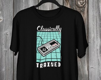 Gamer Shirt Retro Tee | Videogame Tshirt Graphic Print | Unisex Gaming Jersey Tee | NES | Classically Trained | Retro Gaming