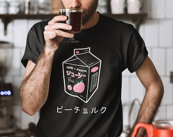 Aesthetic Japanese Peach Milk Jersey Short Sleeve Graphic Tee | KAWAII Graphic Print Tshirt | Perfect Gift | Unisex T-shirt