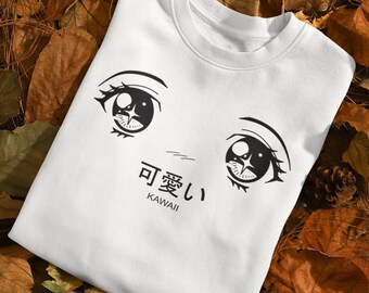 Anime Eyes - KAWAII | Heavy Blend Sweatshirt | Unisex Crewneck | WHITE