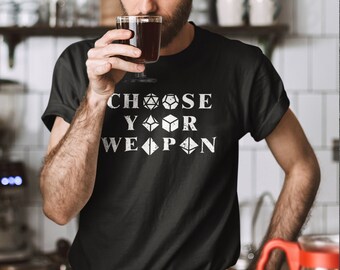 D&D Dice Weapon Jersey Short Sleeve Graphic Tee | Dungeons and Dragons Graphic Print Tshirt | Perfect Gift for DnD Fans | Unisex T-shirt