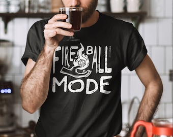 D&D Fireball Mode D20 Short Sleeve Graphic Tee | Dungeons and Dragons Graphic Print Tshirt | Perfect Gift for DnD Fans | Unisex T-shirt