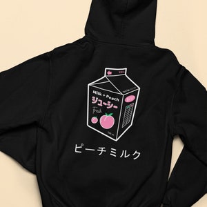Estética japonesa melocotón leche sudadera / KAWAII impresión gráfica Heavy Blend sudadera con capucha / sudadera con capucha unisex / regalo perfecto