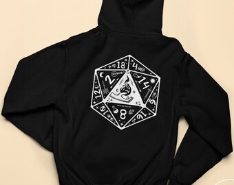 D&D CRIT D20 Quest Hoodie | Dungeons and Dragons Graphic Print Heavy Blend Hooded Sweatshirt | Unisex DnD Rpg Gaming Fashion