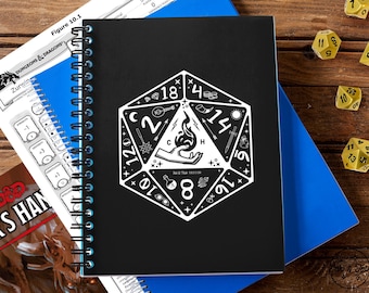 Customizable D&D Spiral Notebook | D20 Art Cover | Dungeons and Dragons Graphic Quest Journal | Perfect Gift for DnD Fans | Ruled Line Notes