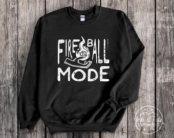 D&D Fireball Mode D20 Crewneck Sweatshirt | Dungeons and Dragons Graphic Print Sweater | Unisex DnD RPG Gaming Fashion