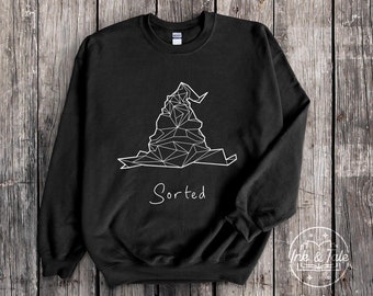 Nerdy Geometric Crewneck Sweatshirt | Polygon Sorting Hat Graphic Print Sweater | Unisex Sweater | CROQUIS Edition