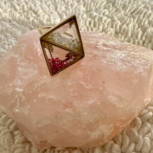 Split Diamond Shaped Shaker Topaz Ring - 14k Gold/Sterling Silver