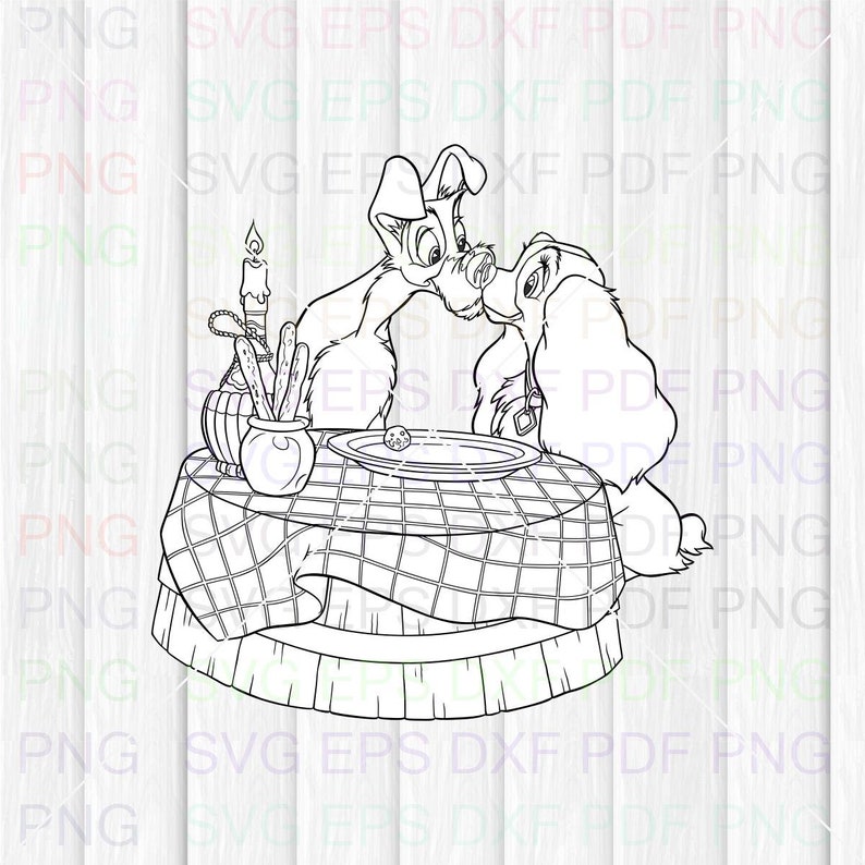 Lady and the Tramp 018 Svg Dxf Eps Pdf Png Cricut Cutting | Etsy
