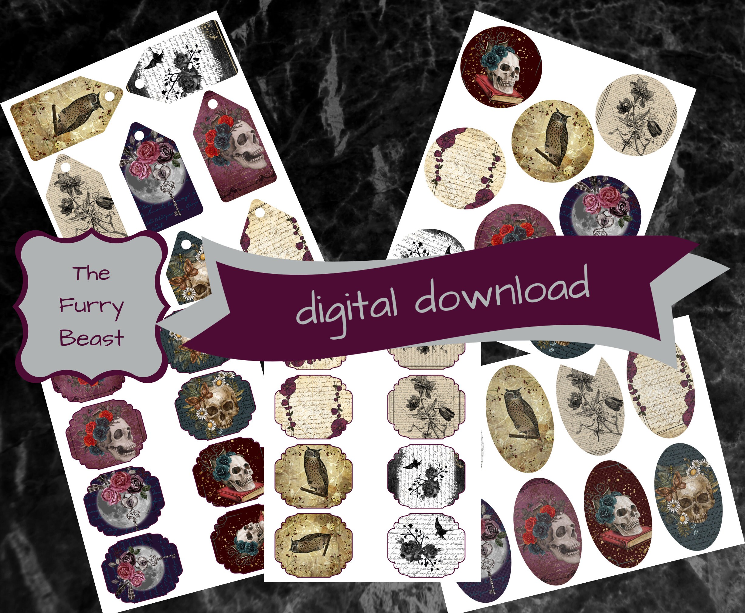 Printable Gothic Journal Kit, Grimoire Magic, Junk Journaling, Grunge ...