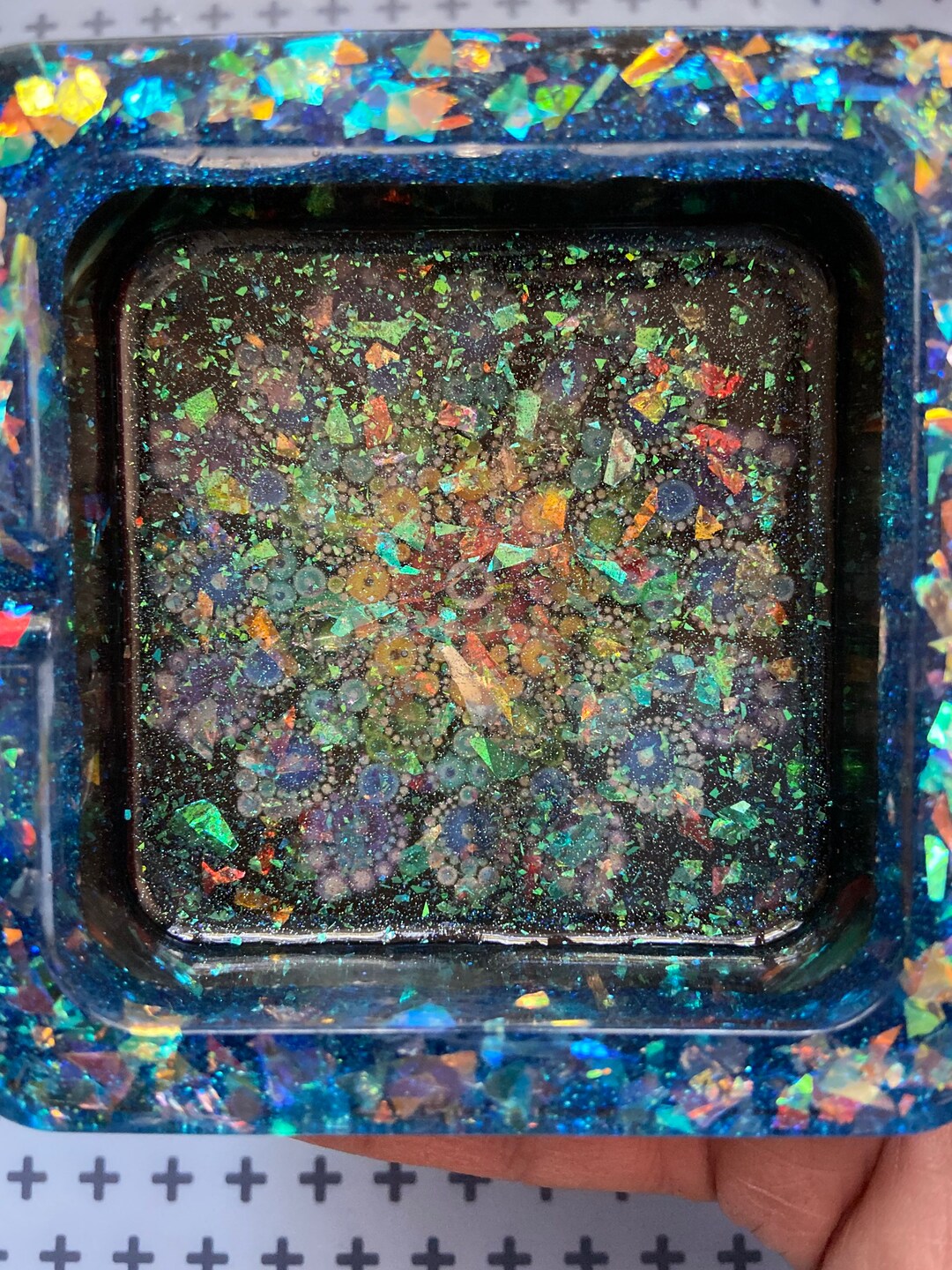 Holographic Mandala Ashtray in Epoxy Resin Etsy Sweden