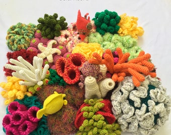 Great Crochet Coral Reefs - 20 different types of coral eco-friendly ocean theme home decoration sea creatures & little Mermaid