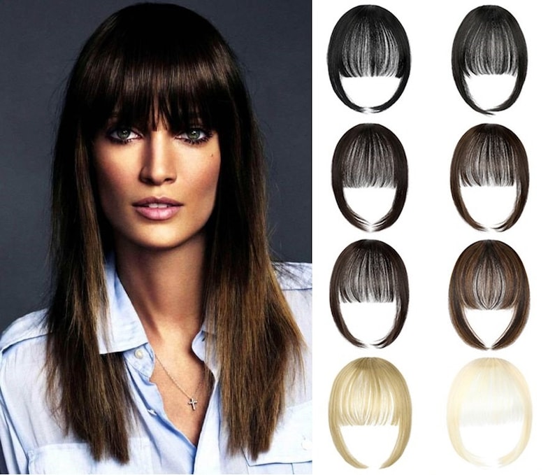 Natural Hair Bangs Thin Thick Bangs Clip in Front Fringe Etsy UK