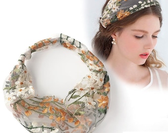 Elegant Lace Hairband for Woman  | Transparent Embroidery Flower hairband | Floral Headband | Girls Bezel Fashion Bandana