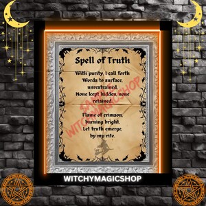 Spell of Truth - Printable Grimoire Page, Wiccan Book of Shadows, Digital Download, Gothic Witchcraft Decor