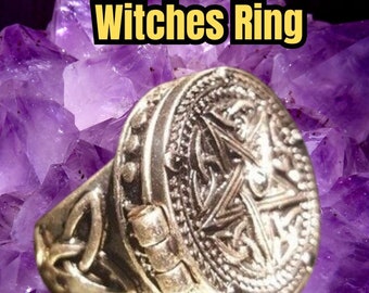 Anillo de bruja, recipiente de anillo mágico, vudú, anillo de Djinn embrujado, genios