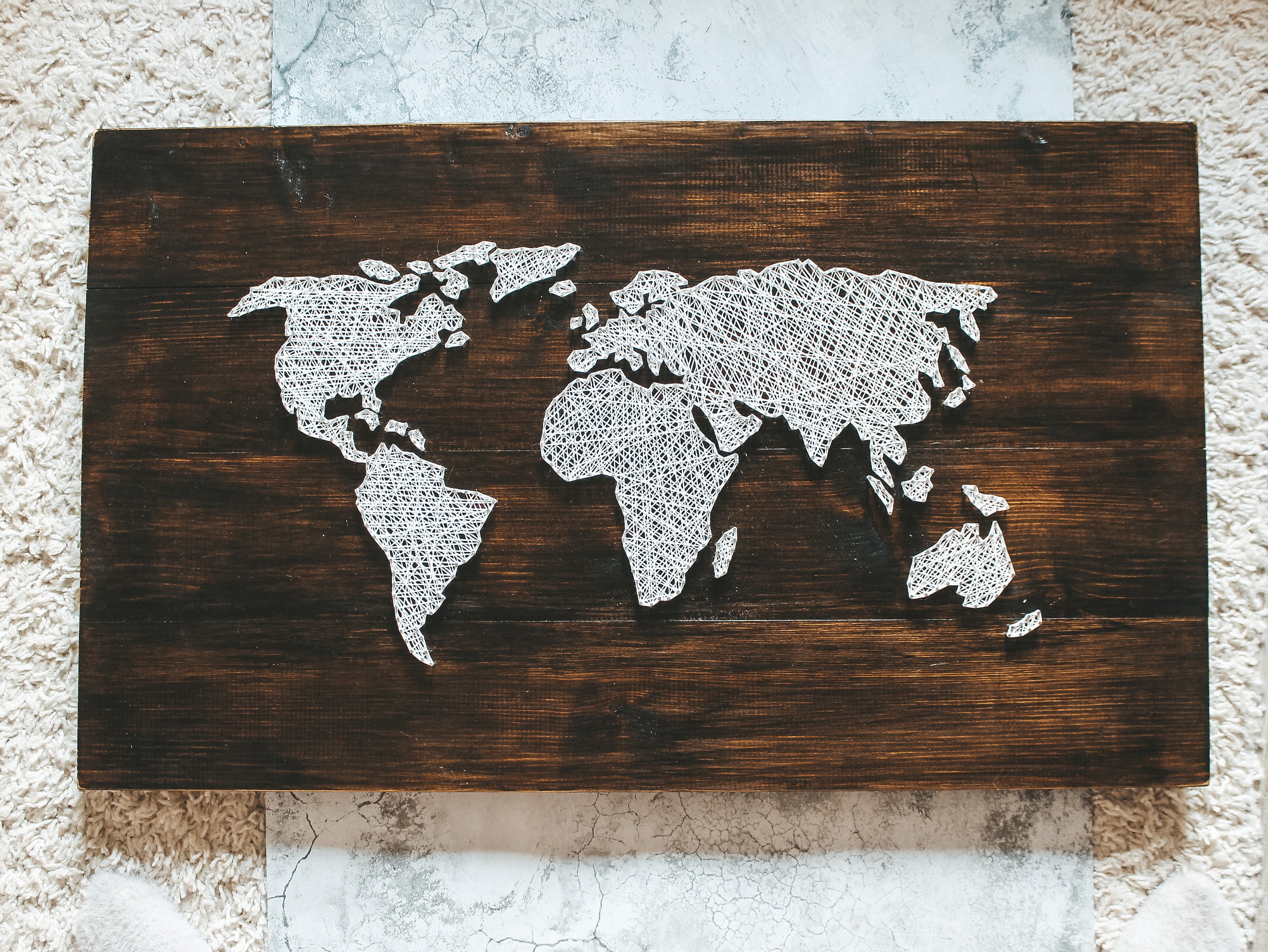 String art Map of the World Picture String art | Etsy