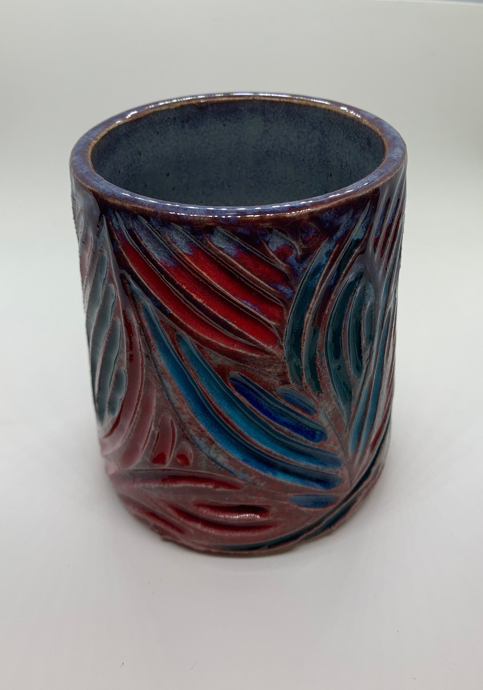 Ceramic Tumbler carved handpainted Etsy