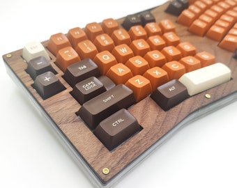 Handmade DIY Customized Walnut & Acrylic Stack Sandglass Pro Ergonomic Wired Mechanical Keyboard Kit Qmk Via Support Hot Swappable Socket