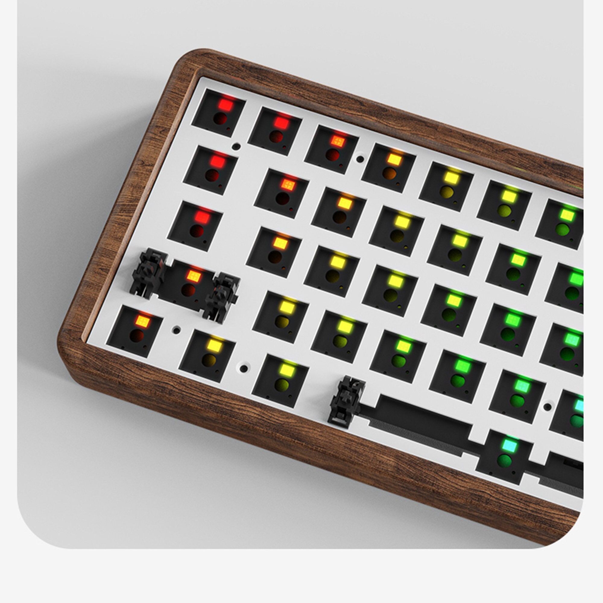 Custom wireless wooden keyboard, bluetooth RGB wood mechanical