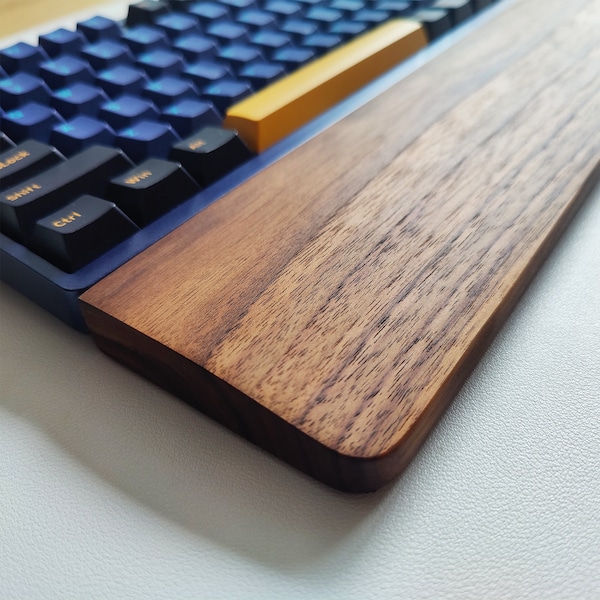 Handmade Solid Wooden Craft Black Walnut Palm Rest for Ergonomic Gaming Mechanical Keyboard Wrist Support Pad ,60 87 104 108keys