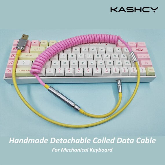 DIY 65% Hot Swappable Mechanical Keyboard Transparent With Custom Coiled C  Cable