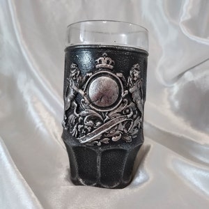 Beer Glass with two lions Beer mug for Beer lovers Birthday Gift Black Silver Gothic
