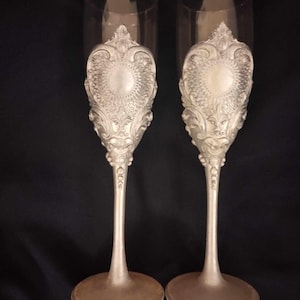 Champagner Hochzeit Flöten Braut Bräutigam Gläser Hochzeit Zeremonie Gläser Champagner Hochzeitsgläser Silber