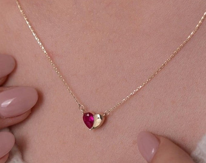 Heart-Shaped Ruby Necklace