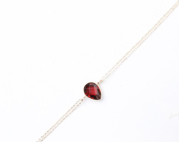 Cz Ruby Pear Shaped Bracelet