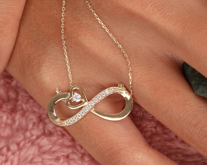 14K Gold Infinity W/ Heart Necklace
