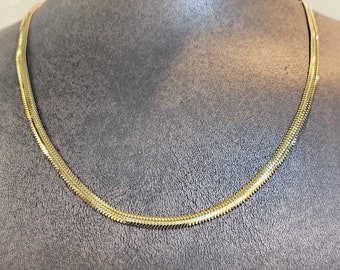 14K Real Gold Flat Snake Chain Necklace