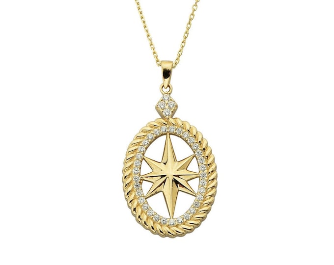 14K Gold Northstar Medallion Necklace