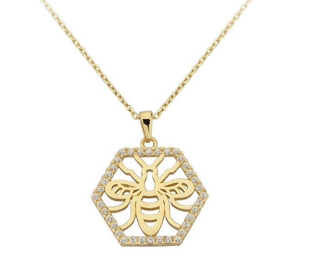 14K Gold Honey Bee Necklace