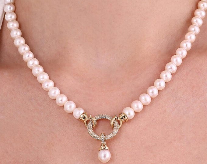 14K Gold Natural Pearl Necklace