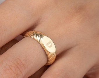 Personalized Dome Gold Engraving Ring