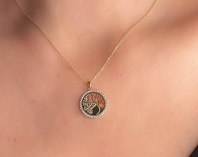 14K Gold Tree Of Life Medallion Necklace