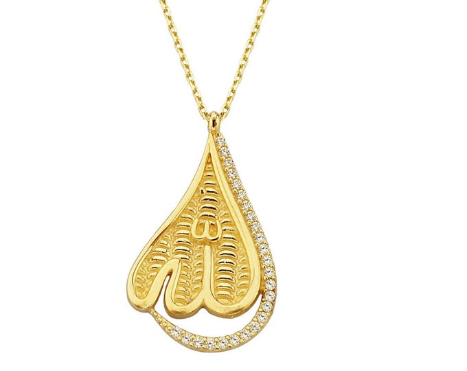 14K Solid Gold Allah Necklace