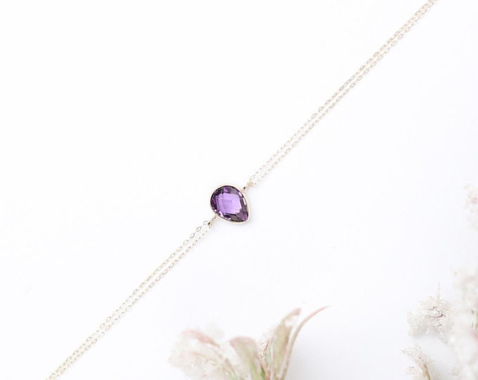 Cz Amethyst Pear Shaped Bracelet