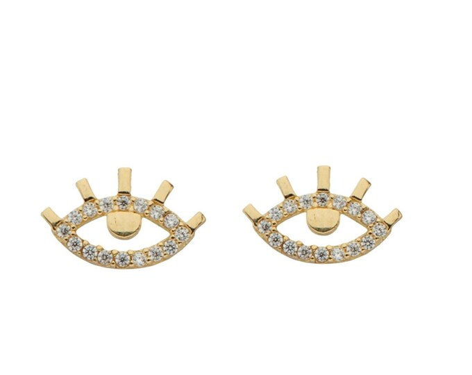 14k Gold Evil Eye Stud Earrings