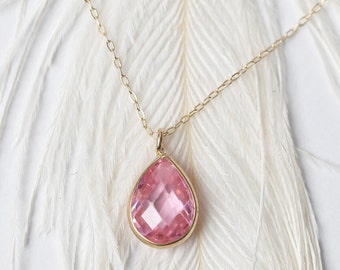 Drop Pink Sapphire Necklace