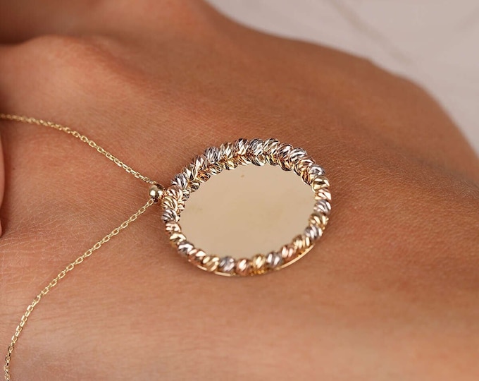 14K Gold Mirror Necklace