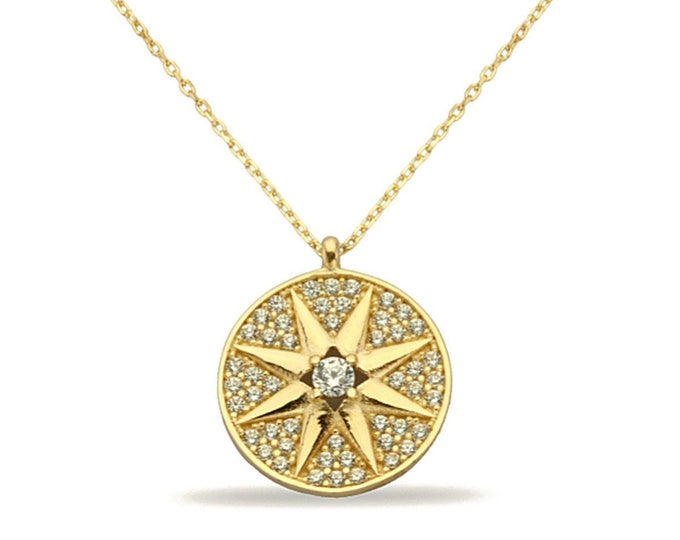 14K Gold Medallion Compass