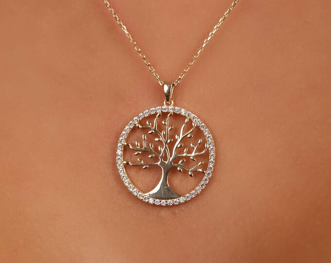 New gold NECKLACE tree of life. Non tarnish main image 1