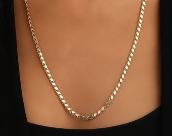 14K Italian Yellow Gold Mirror Chain