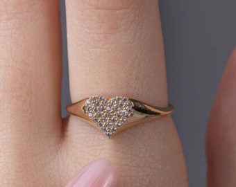 14K Gold Heart W/PinkTourmaline Ring
